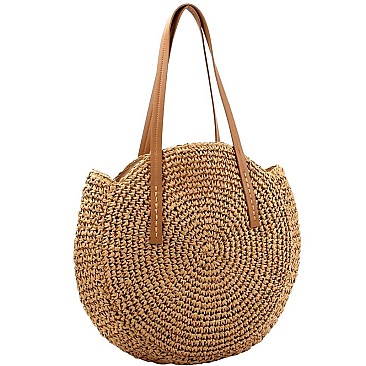 ROUND STRAW TOTE BAG