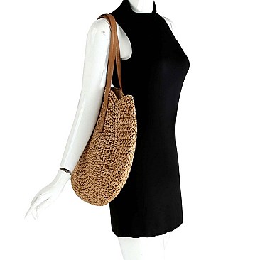 ROUND STRAW TOTE BAG