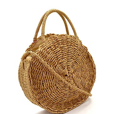 Woven Straw 2-Way Bohemian Round Satchel MH-CTES0007