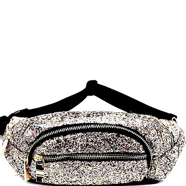 CTJY0007-LP Multi-colored Glitter 2 Way Fanny Pack Cross Body