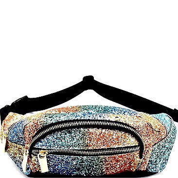 CTJY0007-LP Multi-colored Glitter 2 Way Fanny Pack Cross Body