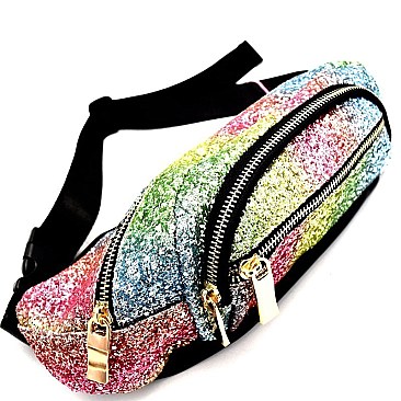 CTJY0007-LP Multi-colored Glitter 2 Way Fanny Pack Cross Body