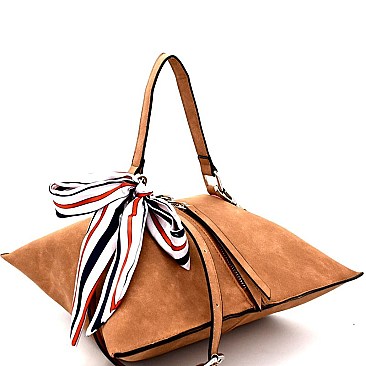 CTL0014-LP Bow Accent Uniquely Folded Novelty Satchel