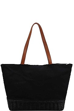 WOVEN BOTTOM SHOPPER BAG