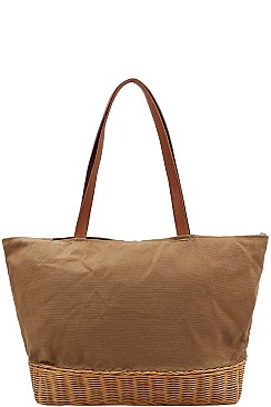 WOVEN BOTTOM SHOPPER BAG