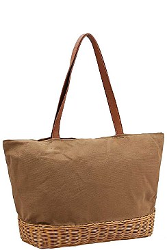 WOVEN BOTTOM SHOPPER BAG