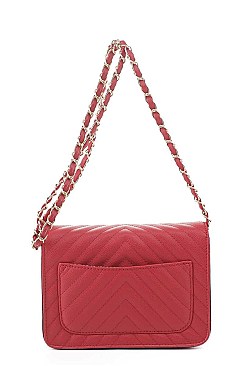2IN1 FASHION QUILTED V DESIGN CROSSBODY BAG WALLET SET