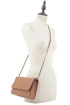 2IN1 FASHION QUILTED V DESIGN CROSSBODY BAG WALLET SET