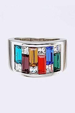 Multi Color Cubic Zirconia Crystal Ring