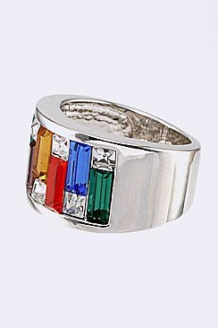 Multi Color Cubic Zirconia Crystal Ring