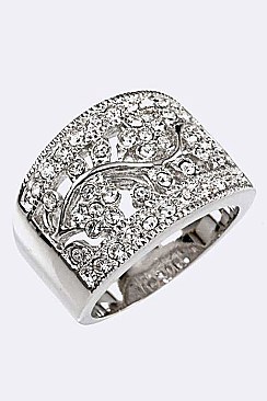 Cubic Zirconia Crystal Flower Ring LACW1451