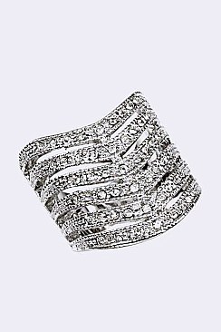 Cubic Zirconia Wavy Crystal Ring LACW1508