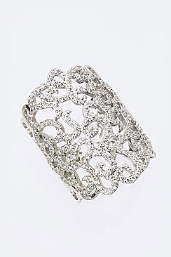 Motif Floral Cutout Cubic Zirconia Ring LACW1790