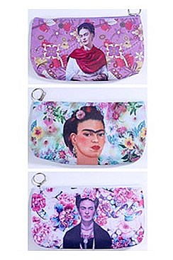 PACK OF (12 PCS) ASSORTED COLOR FRIDA COSMETIC POUCH FM-CW6113