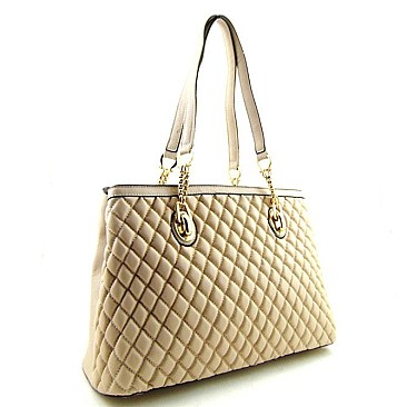 Quilted Dual Compartment Chain Tote