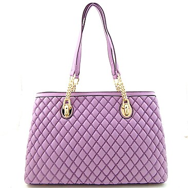 Quilted Dual Compartment Chain Tote