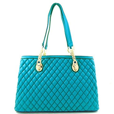 Quilted Dual Compartment Chain Tote