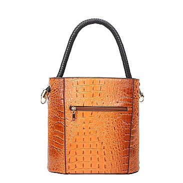 2 in 1 Quality Alligator Skin Satchel & Wallet Set