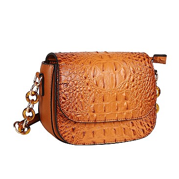 Ostrich Embossed Crossbody & Shoulder Bag