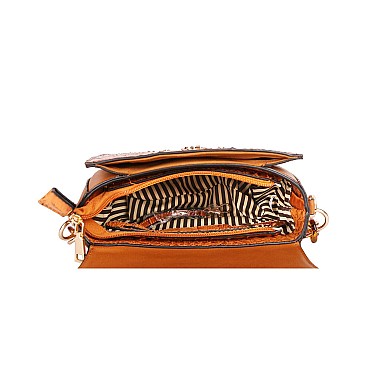 Ostrich Embossed Crossbody & Shoulder Bag