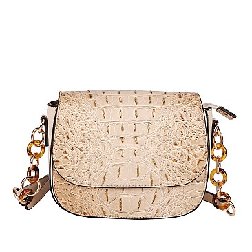 Ostrich Embossed Crossbody & Shoulder Bag