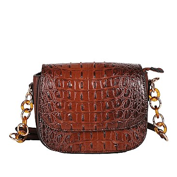 Ostrich Embossed Crossbody & Shoulder Bag