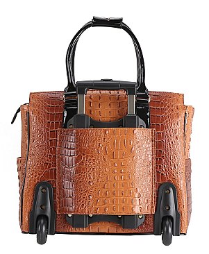 Ostrich Crocodile TRAVEL LUGGAGE With Tassel Accent