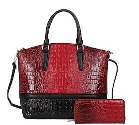 2 in 1 Alligator Satchel Set With Wallet