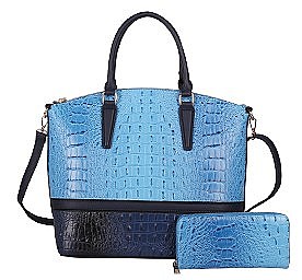 2 in 1 Alligator Satchel Set With Wallet