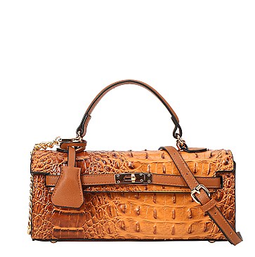 Boutique Croco Boxy Padlock Satchel