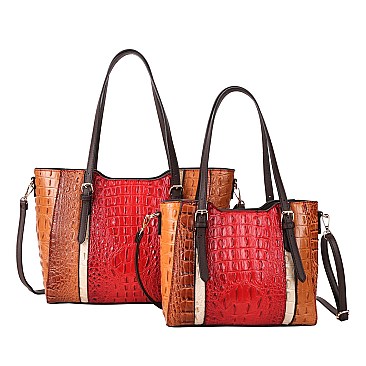 2 PIECES CHIC ALLIGATOR SATCHEL SET
