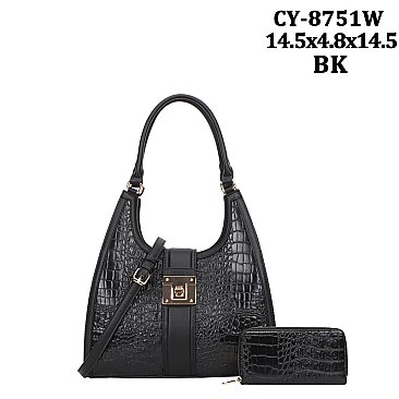 2 in-1 Embossed Croc Tote Set + Wallet