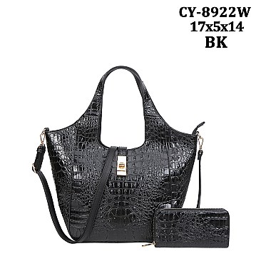 2 In 1 Croc Quality Shoulder Bag with Wallet