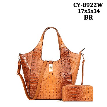 2 In 1 Croc Quality Shoulder Bag with Wallet