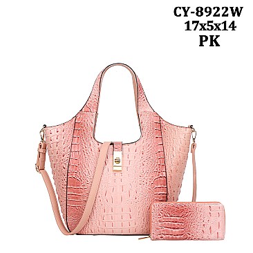 2 In 1 Croc Quality Shoulder Bag with Wallet