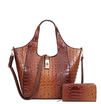 2 In 1 Croc Quality Shoulder Bag with Wallet