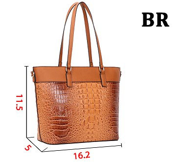 2- in- 1 Crocodile Tote Set With Matching Wallet