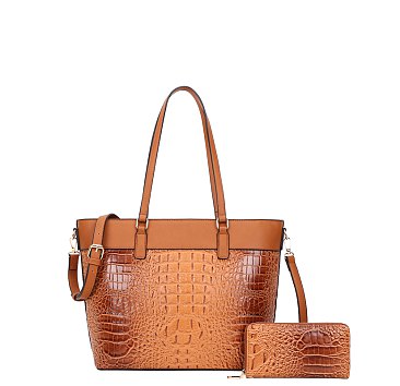 BROWN CROC HANDBAGS