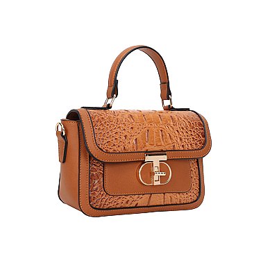 2 in 1 Crocodile Twist Lock Satchel - Wallet Set