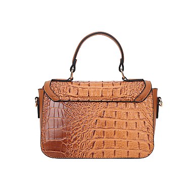 2 in 1 Crocodile Twist Lock Satchel - Wallet Set