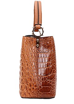 2 In1 Croc -V- Accent Bucket Handbag with Wallet