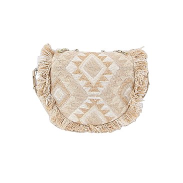 Boho Chic Crochet Fringe Flap Saddle Crossbody Bag