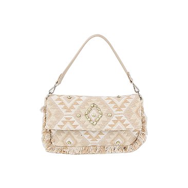 Boho Chic Crochet Fringe Flap Messenger Crossbody Bag