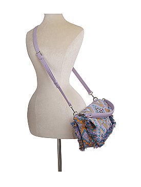 Boho Chic Crochet Fringe Flap Messenger Crossbody Bag
