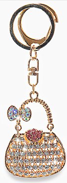 Rhinestone Bag Theme Pendant Purse Charm Keychain