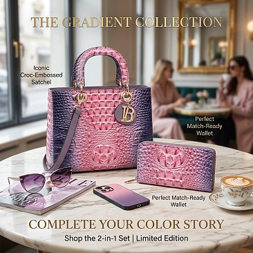 2-IN-1 Tie-Dye Croc Satchel Wallet Set