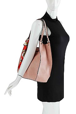 CHIC SMOOTH TEXTURED PU LEATHER PRINCESS SILK SCARF SHOULDER BAG JYD-0478