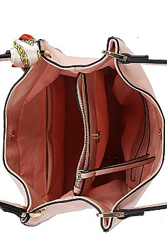 CHIC SMOOTH TEXTURED PU LEATHER PRINCESS SILK SCARF SHOULDER BAG JYD-0478