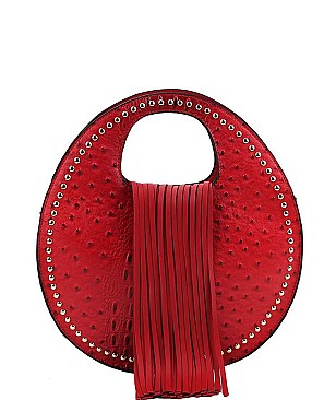 CHIC ROUND CROCO PATTERN TASSEL SATCHEL JYD-0495