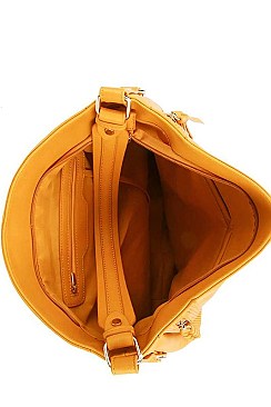 STYLISH TEXTURED PU LEATHER SIDES ZIP HOBO BAG JYD-0501